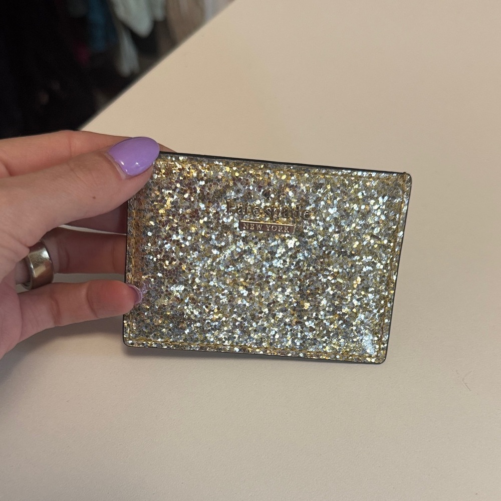 kate spade Sparkling Card Holder - gold
